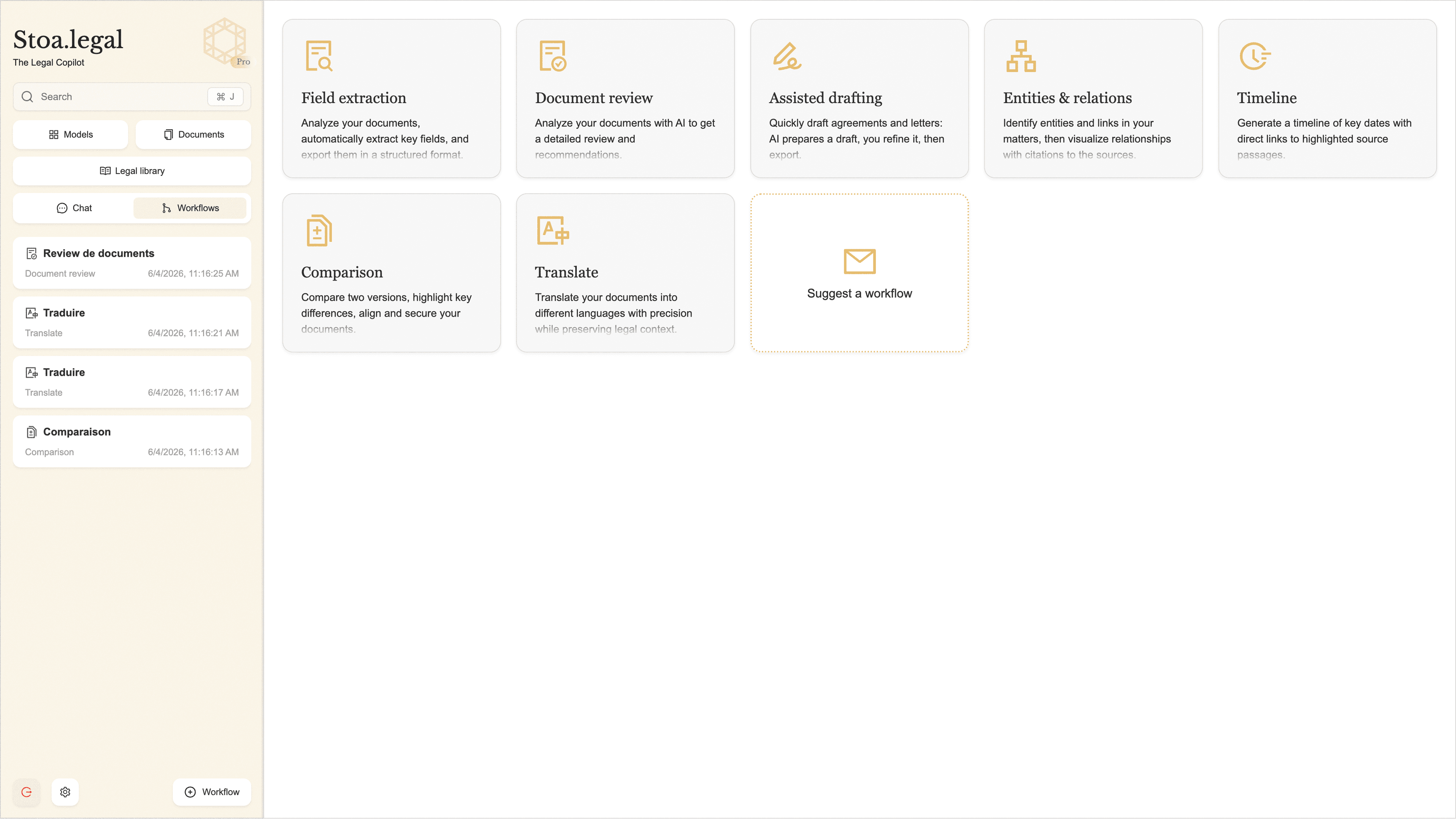 Aperçu des workflows Stoa