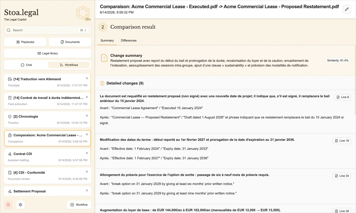 Comparison workflow in Stoa